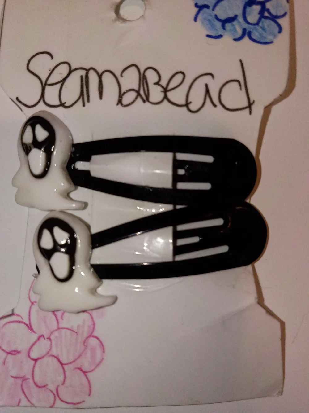 Black & White Ghost Kids Hair Clips